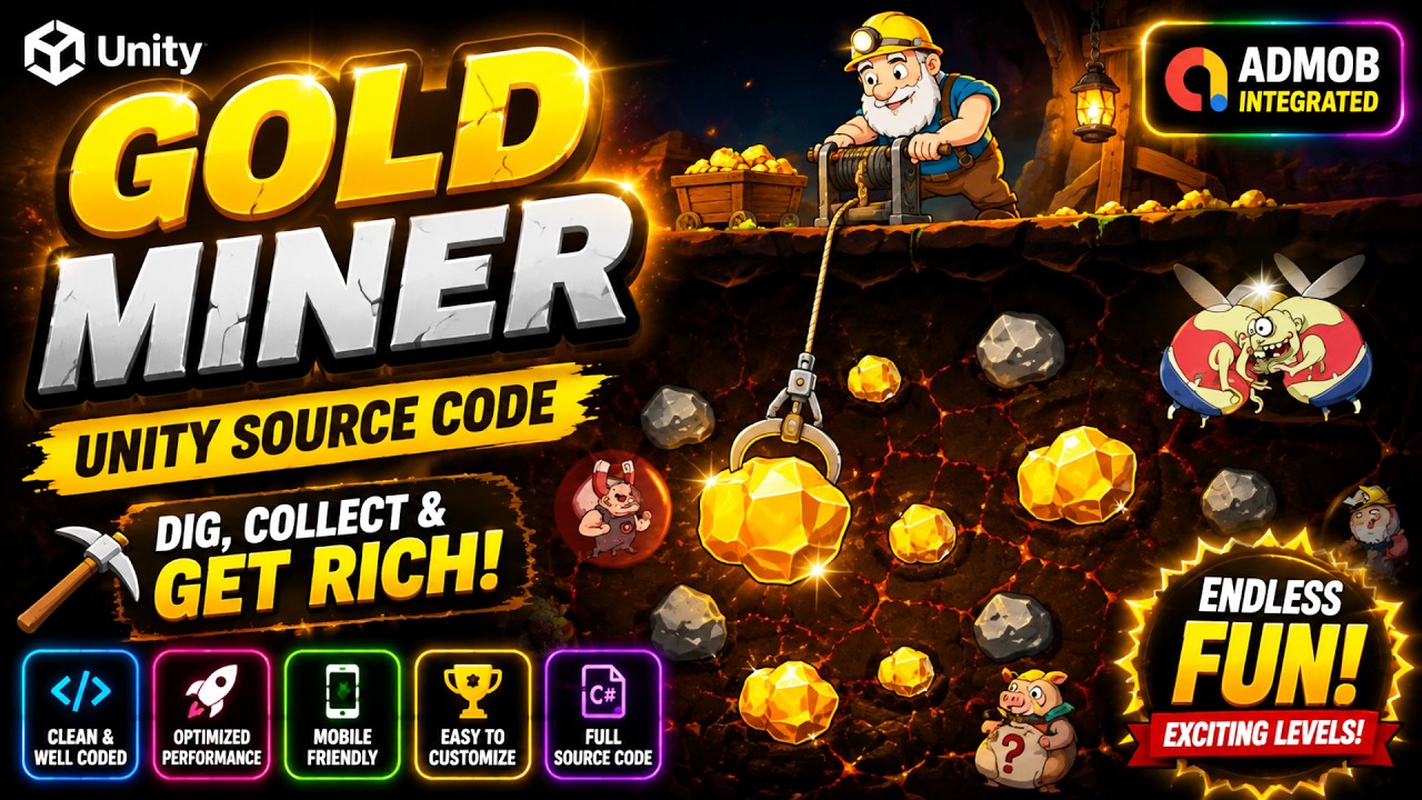 Gold Miner - Unity Casual Game Template | Unity Source Code | 2D Game ...