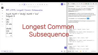 Longest Common Subsequence - Dynamic Programming - Leetcode 1143 - Python
