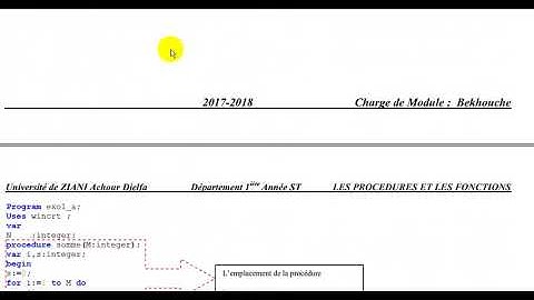 les Procédures et les Fonctions révision