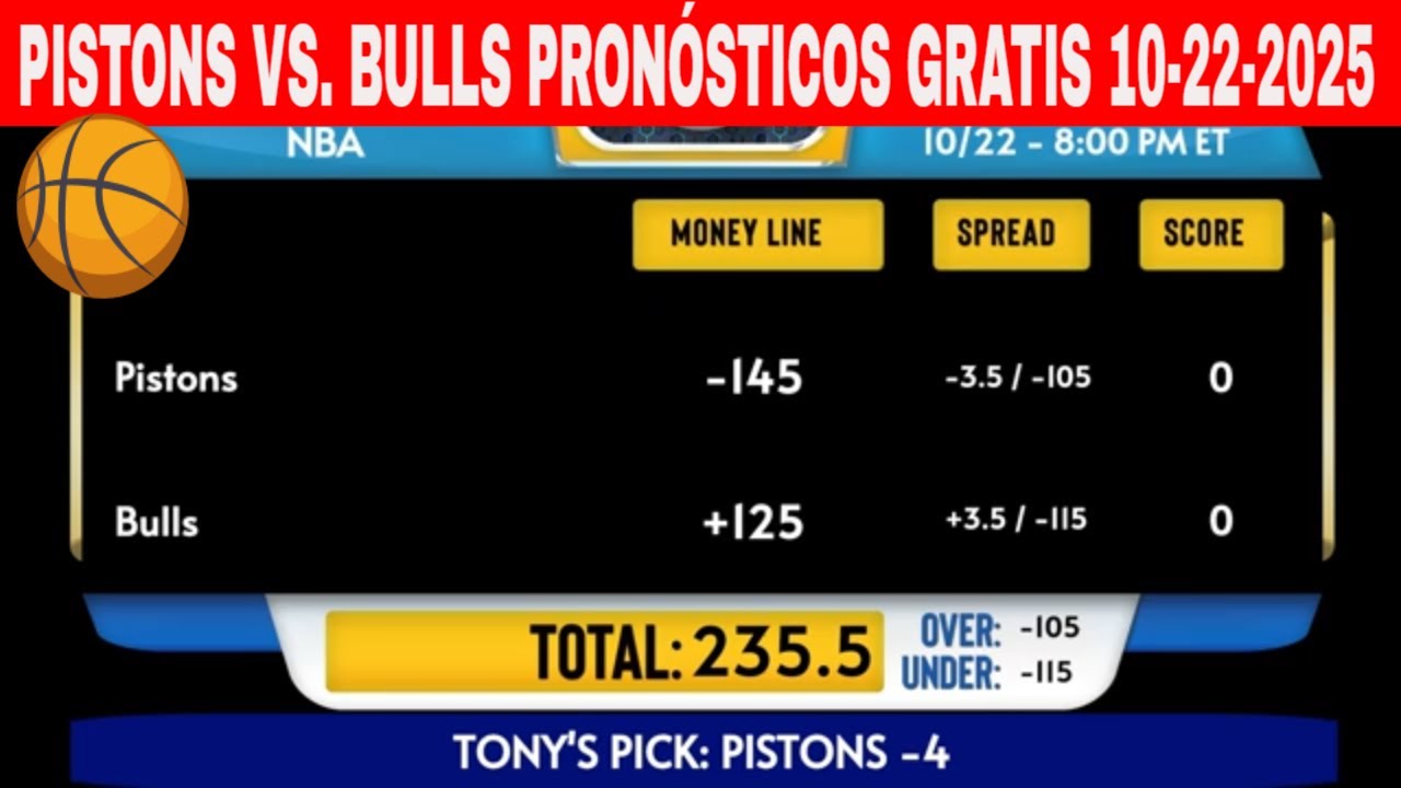 Detroit Pistons vs Chicago Bulls 10/22/2025 Pronósticos GRATIS de la NBA para Hoy