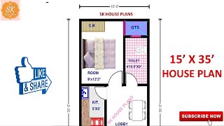 HOUSE PLAN 15' X 35' / 525 SQ.FT / 58 SQ.YDS / 49 SQ.M / 58 GAJ / WITH INTERIOR