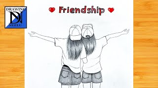 How to draw two Girls Best Friends || Pencil sketch for beginner || Friendship drawing || Drawing