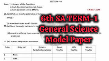 6th 💯SCIENCE SELF ASSESSMENT TERM-1 Question Paper(model paper) | 6th 💯SCIENCE Self Assessment Term1