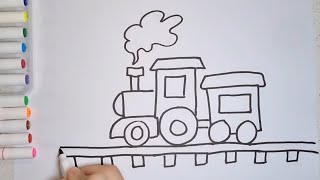 How to Draw a Train for Kids – Easy Step by StepEasy Train Drawing for Children 🚂 🎨