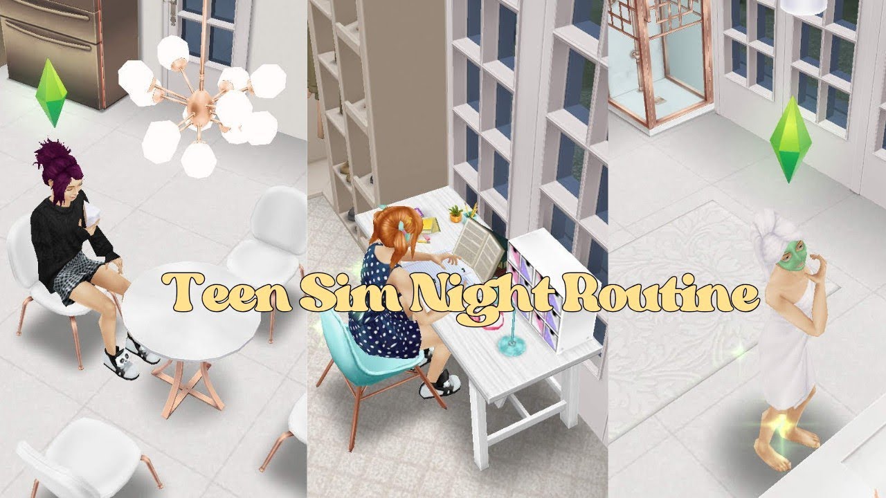 Sim Night Teen Sim Night Routine | Aesthetic Sims FreePlay Night Vlog - YouTube
