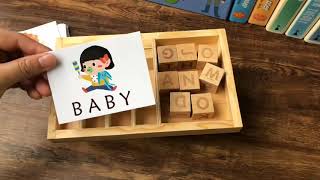 Kids Wooden Matching Letter Game Alphabet Words Spelling Letter Block Toys Educational toy