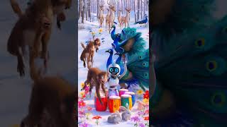 Robot Dancing with Animals in Snow ❄️🦚🐒 Best Fun Song for Kids!