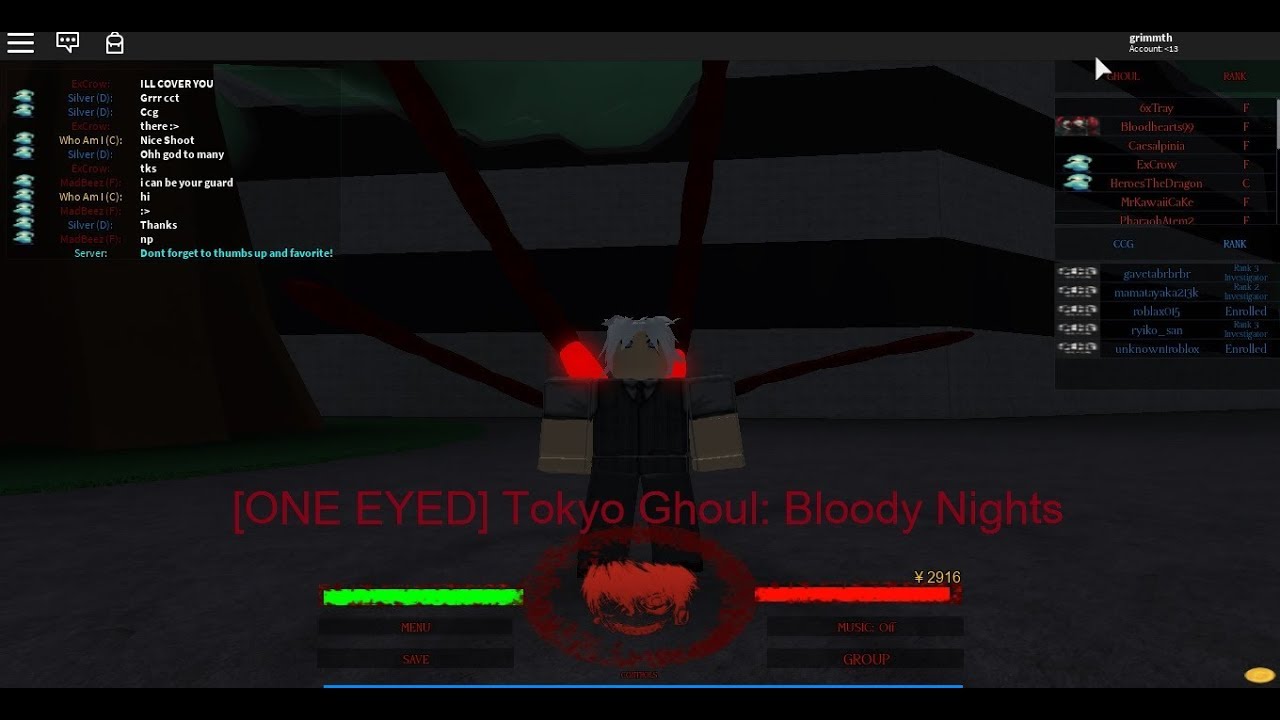 Roblox One Eyed Tokyo Ghoul Bloody Nights ข ดจำก ดของกล ธรรมดาก บตาเด ยว และ Rank D A Youtube - one eyed tokyo ghoul bloody nights roblox