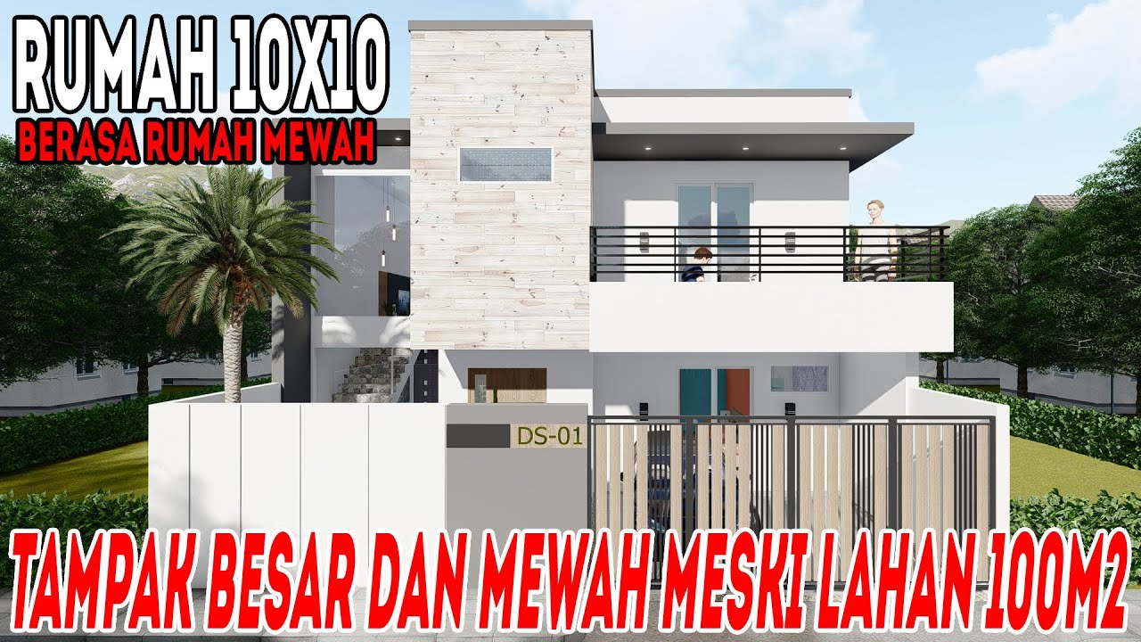 Desain rumah hanya 100m2 jadi tampak besar, luas dan modern banget!