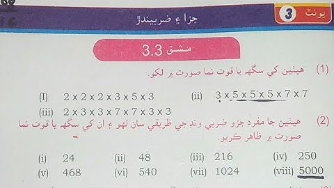 Exercise 3.3 complete solved 6th class maths sindh board in sindhi