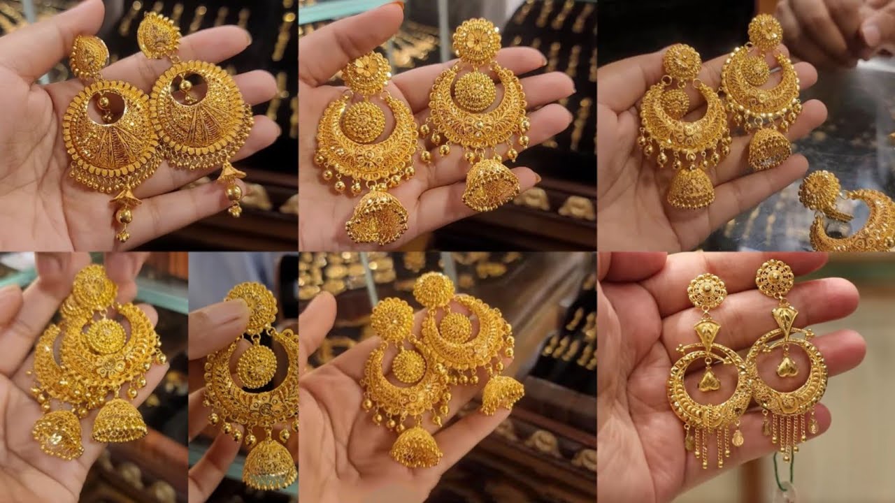 Traditional Gold Chand Bali Drop Earrings