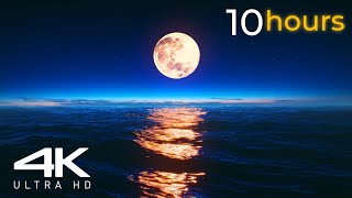 Moon Set Over The Ocean Screensaver, Live Wallpaper - 10 Hours 4K Ultra Hd
