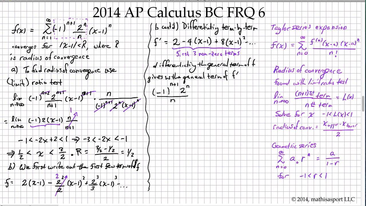 2014 ap calculus bc free response question 6 youtube