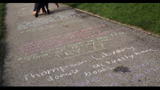 Chalk-written comedy list stretches across the Oval