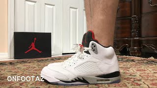 jordan 5 cement on feet