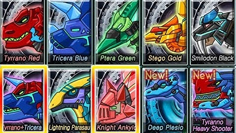 T REX GAMES FOR KIDS: Dino Robot Dino Corps- Tyranno Red+ Tricera Blue+ Knight Ankylo