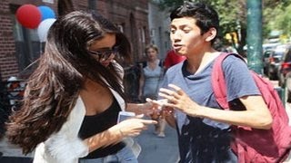 Selena gomez snatches a fan's phone to take selfie & shocks the fan.
went bar hopping in brooklyn, new york where she goes different
restaura...