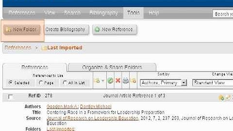 Refworks: Creating Folders