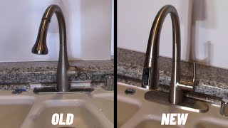 How to Remove and Install a Kitchen Faucet. Delta, Auburn, Model 19835ZSPSDDST and Unclog Sprayer