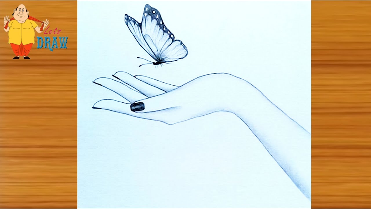 How to draw butterfly in girl hand | Pencil sketch - YouTube
