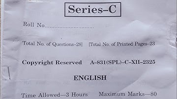 Class 12th HPBOSE  , English (Series - C ) question paper 2025. HP board . @kdstudyguide