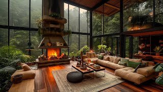 Soothing Rainy Retreat - Forest Cabin Serenity with a Crackling Fireplace for Cozy Comfort 🌧️🏡🔥