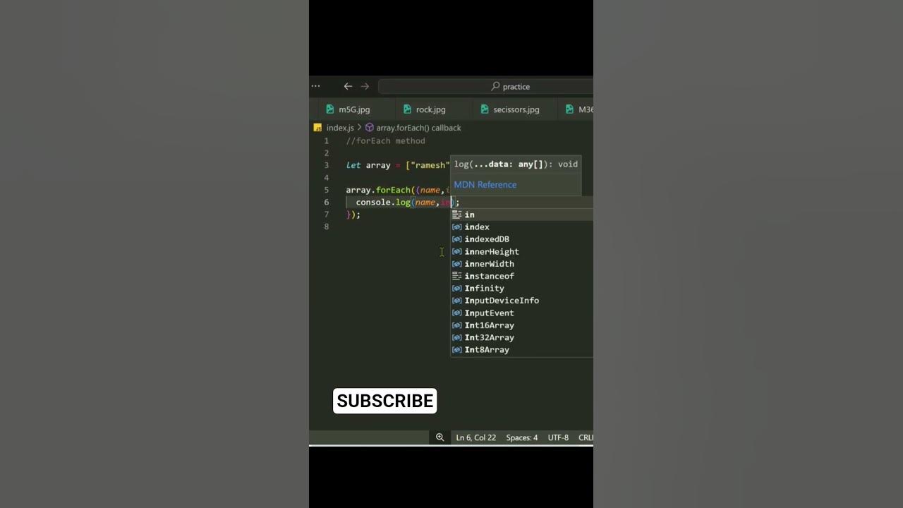 ForEach Method Finding index & Array. - YouTube image.