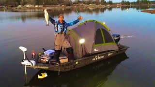 Early Winter Boat Camping! Jon Boat Catch Cook Camp