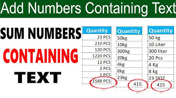 SUM numbers that containing TEXT with three different Method in Excel by learning center