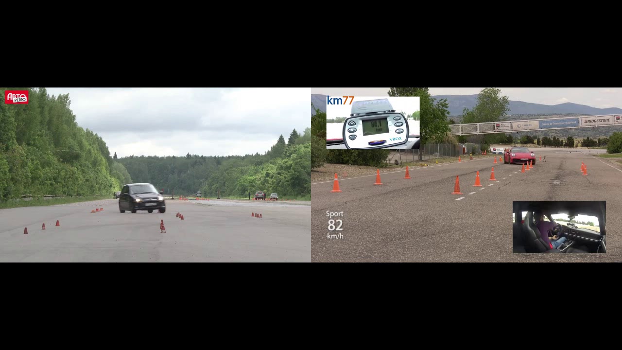 Moose test Porsche 911 2019 vs LADA Kalina NFR (лосиный тест)