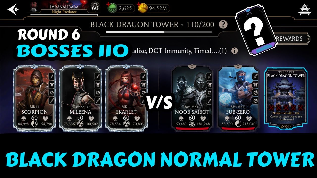 Black Dragon Tower | Boss 110 R6 | Beat By Dimond Team | Mk Mobile