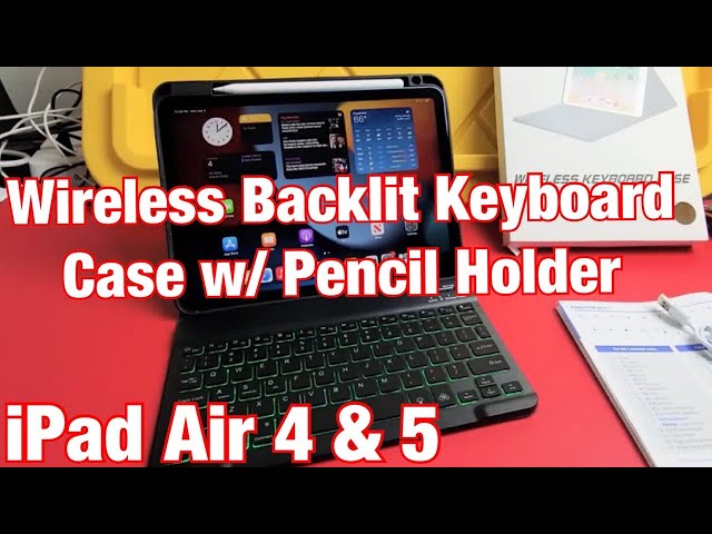 iPad Air 4 & 5: Wireless Backlit Keyboard Case w/ Pencil Holder by YEKBEE