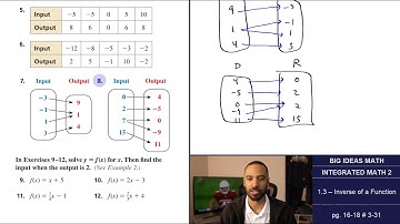 Big Ideas Math [IM2]: 1.3 - Inverse of a Function (Lecture & Problem Set)