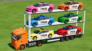 TRANSPORT OF COLORS ! DODGE POLİCE CARS TRASPORTING with COLORED TRUCKS ! Farming Simulator 22