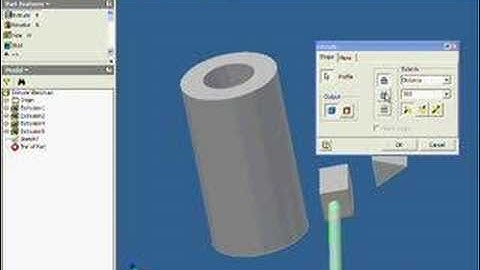 Autodesk Inventor 11 tutorial #6 "Extrude Cut"