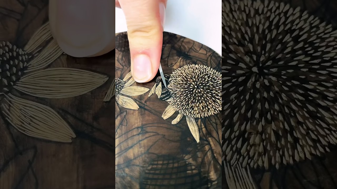 Wood engraving a boxwood round 