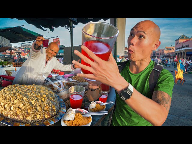BEST Moroccan Street Food in Marrakech, Morocco - RABBIT TAGINE & MSEMEN WRAP + MARRAKESH FOOD TOUR! class=