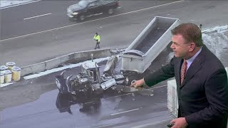 Westbound I-76 blocked at Dahlia Street due to major semi-truck crash