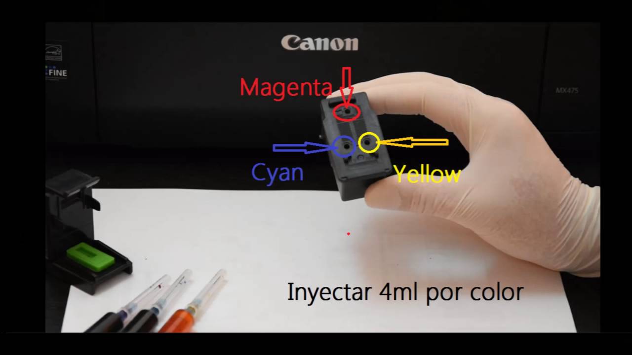 suficiente Rareza hemisferio Instruccions com recargar cartuchos Canon CL 541 impresora MX475 - YouTube
