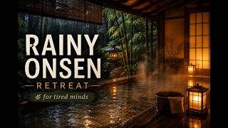 Rainy Onsen Retreat for Tired Minds | Warm Water &amp; Rain Sounds for Deep Rest