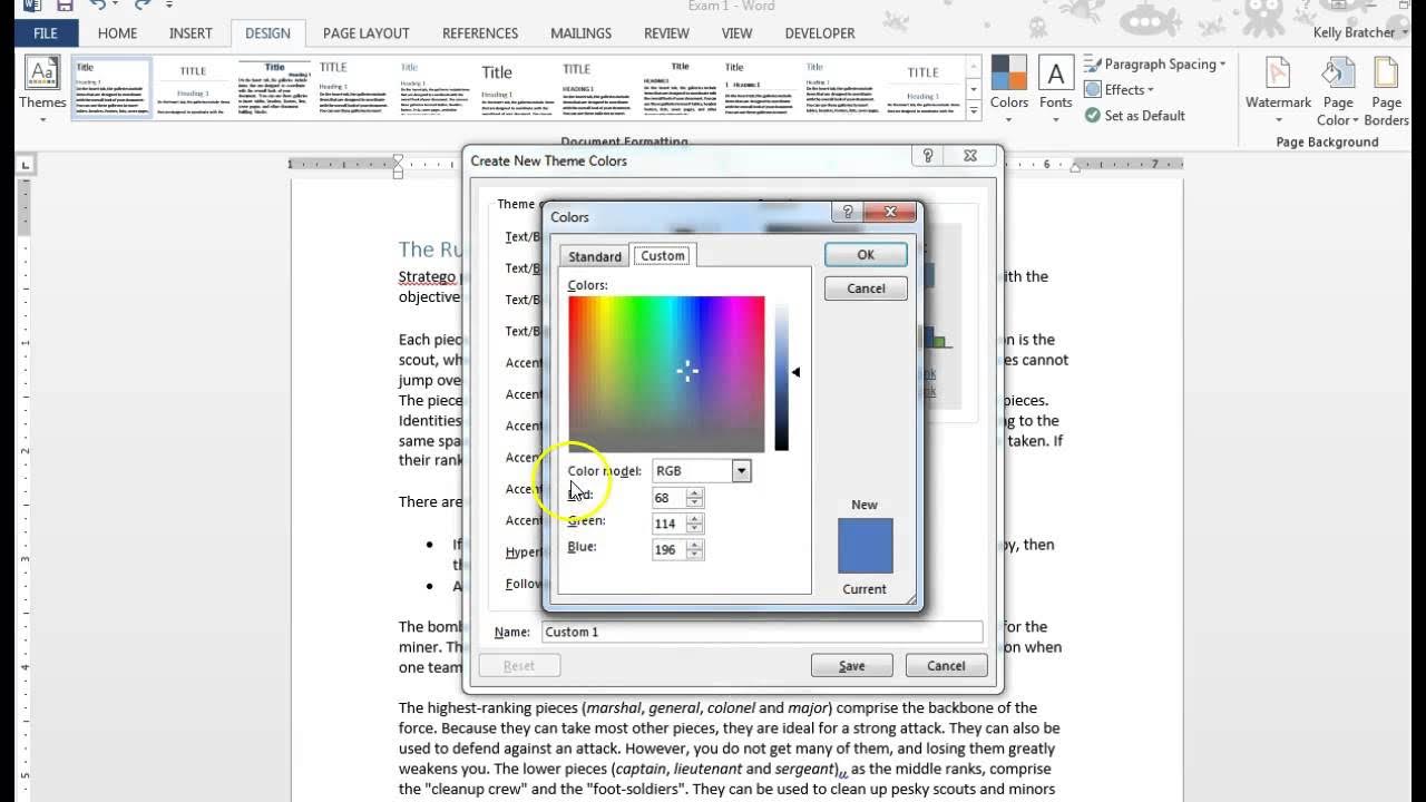 Customizing colors in Word using RGB YouTube