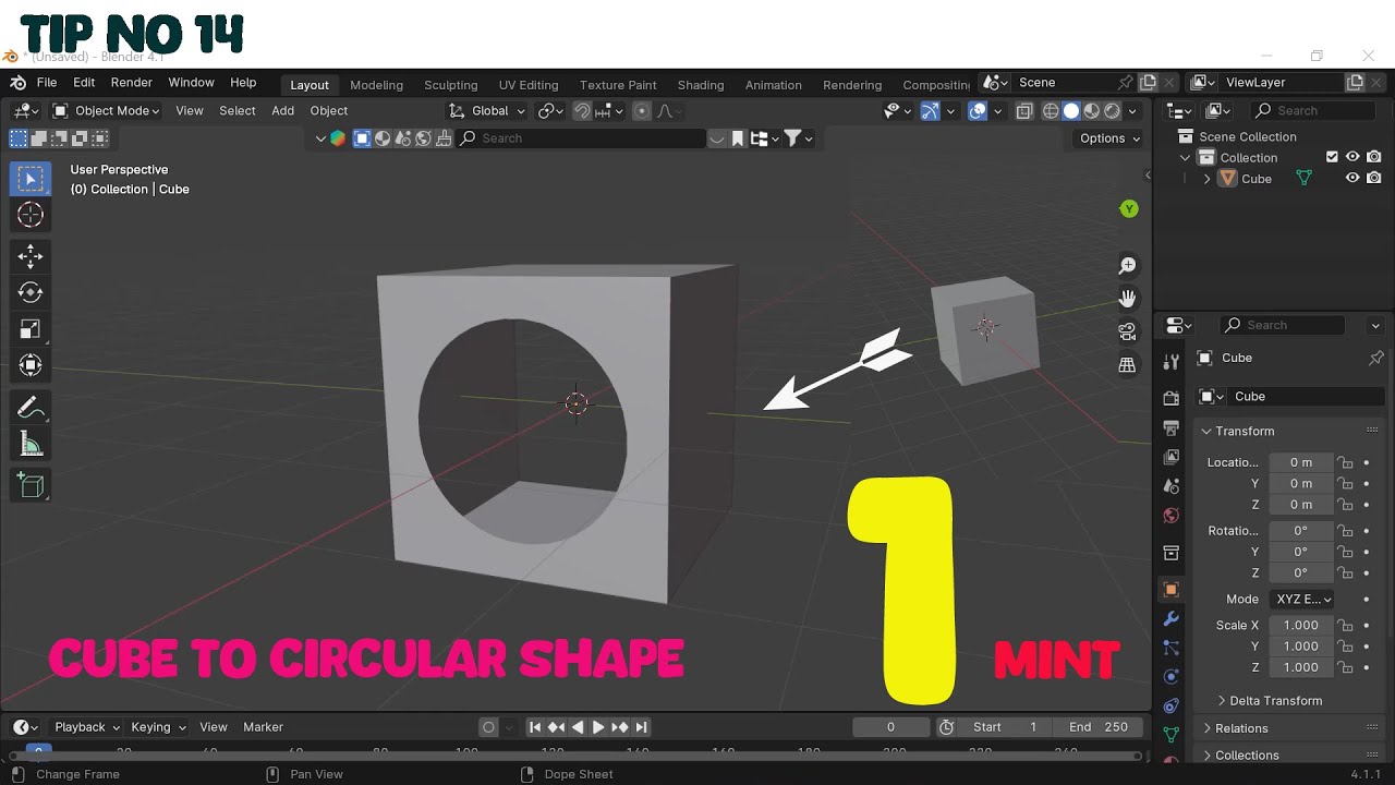 Cube to circle shape in Blender Tutorial in 1 Mint #blendertricks # ...