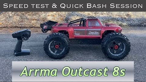 Arrma Outcast-8s-speed test and quick bash session-stock 19t pinion-