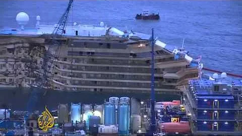 Costa Concordia cruise liner set upright