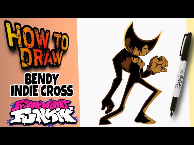 How to draw NIGHTMARE INK BENDY (Indie Cross), Friday Night Funkin