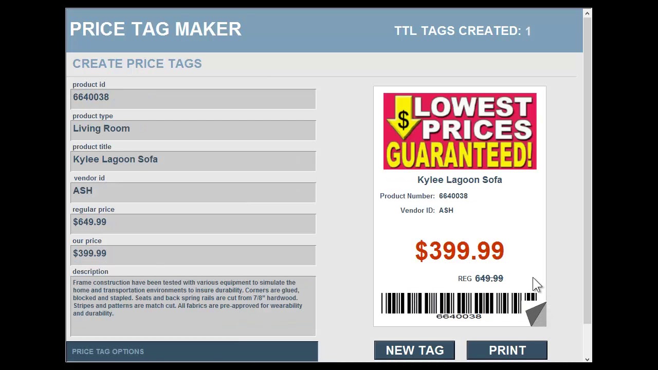 price tag software YouTube