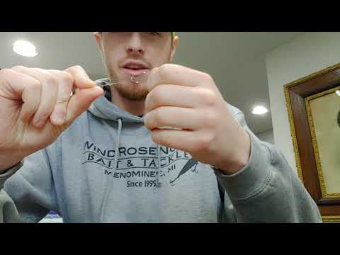 How to tie a quick set leader for tip up fishing *No crimps or