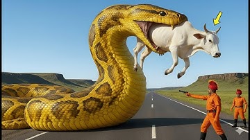 Brave Heroes Save Struggling Mother Cow from Giant Python