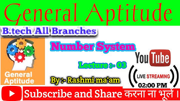 Er. Rashmi sinha Live Stream | General Aptitude | Number System  | Lecture 3