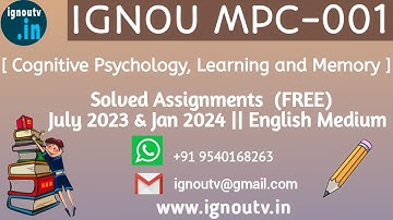 IGNOU MPC-001 Solved Assignment July 2023 & Jan 2024 [FREE] || IGNOU MAPC || IGNOU TV || IGNOU ||